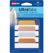 Avery&reg; UltraTabs Repositionable Margin Tabs - 24 Tab(s) - 1" Tab Height x 2.50" Tab Width - Clear Film, Gold Paper, Rose Gold, Copper Tab(s) - 1 Pack