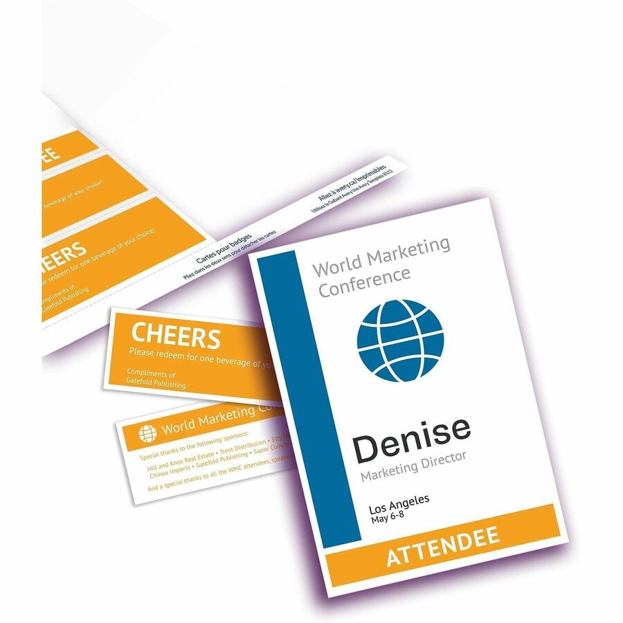 Avery&reg; Vertical Name Badge and Ticket Insertsfor Laser and Inkjet Printers