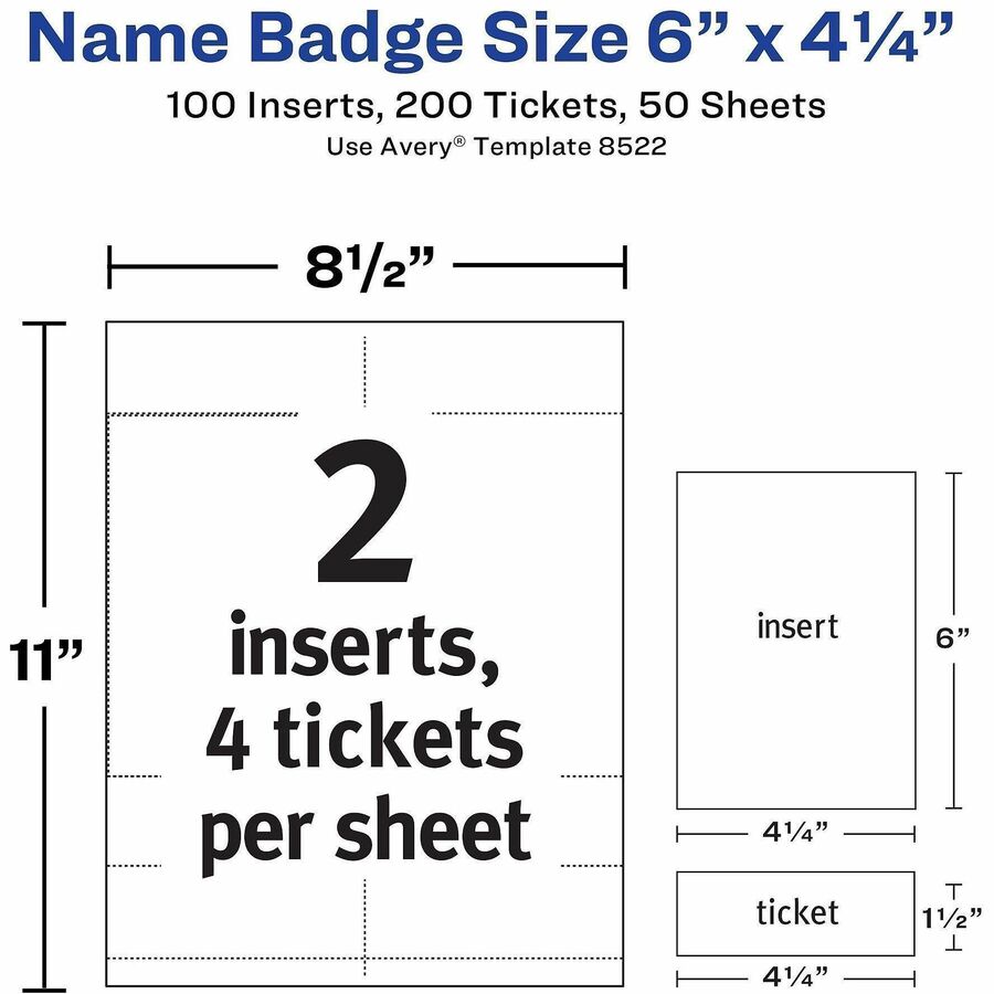Avery&reg; Vertical Name Badge and Ticket Insertsfor Laser and Inkjet Printers