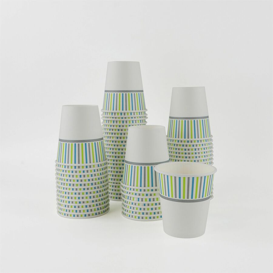 Genuine Joe 8 oz Hot Beverage Cups - 8 fl oz - Assorted - Paper - Hot Chocolate, Cappuccino, Tea, Coffee, Beverage - 50 / Pack