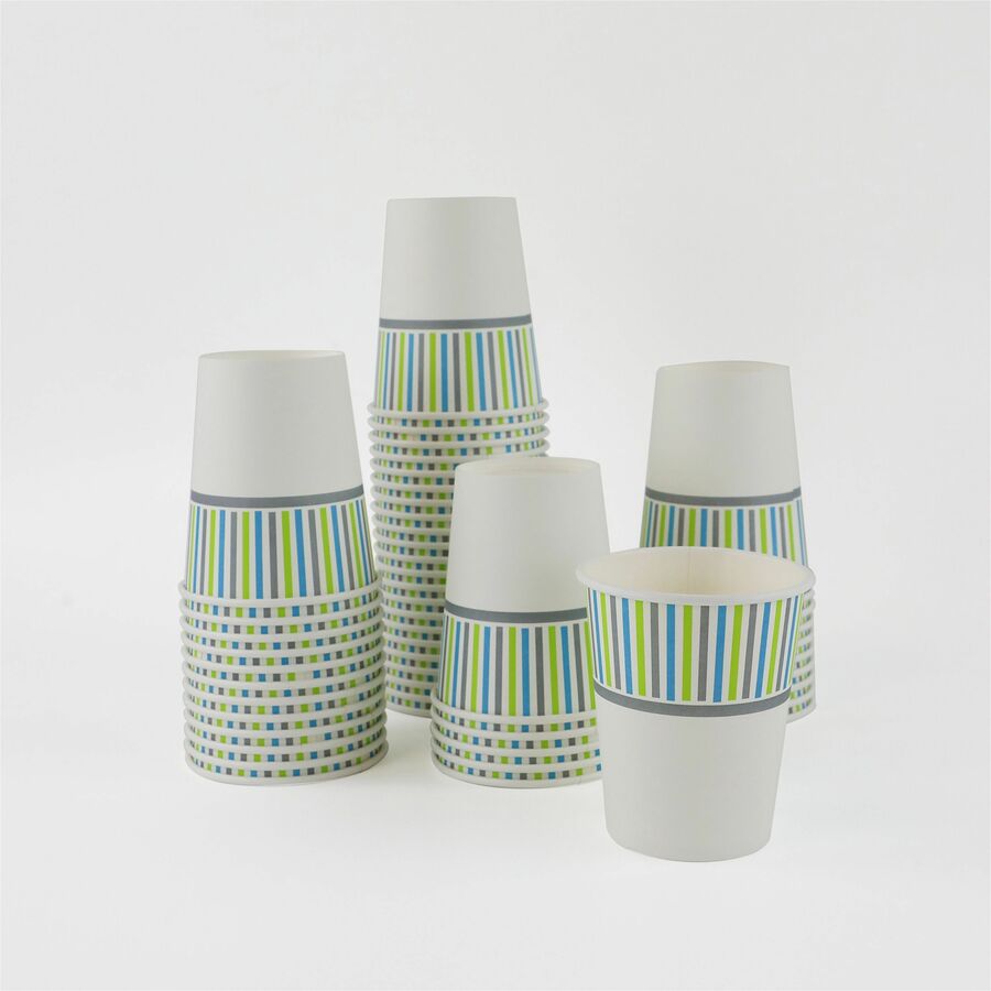 Genuine Joe 10 oz Hot Beverage Cups - 10 fl oz - Assorted - Paper - Hot Chocolate, Cappuccino, Tea, Coffee, Beverage - 50 / Pack