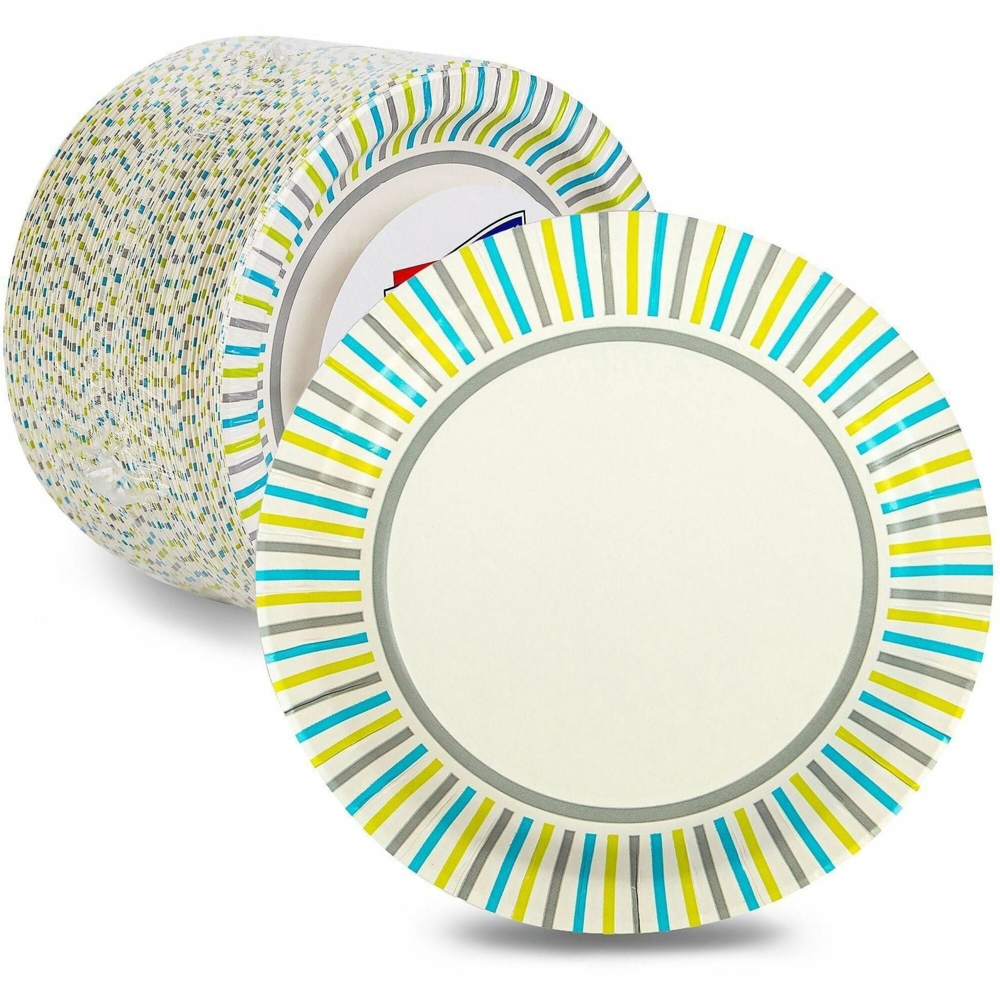 Genuine Joe 7" Printed Paper Plates - Disposable - 7" Diameter - Assorted - 125 / Pack