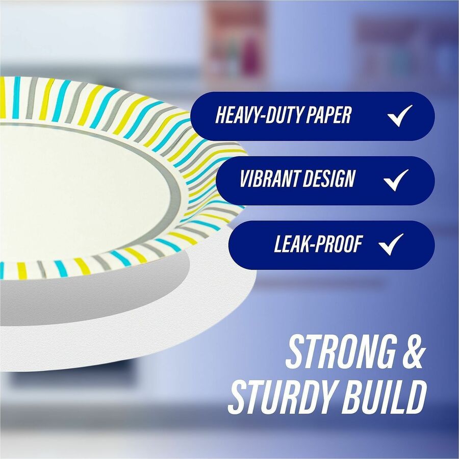 Genuine Joe 7" Printed Paper Plates - Disposable - 7" Diameter - Assorted - 125 / Pack
