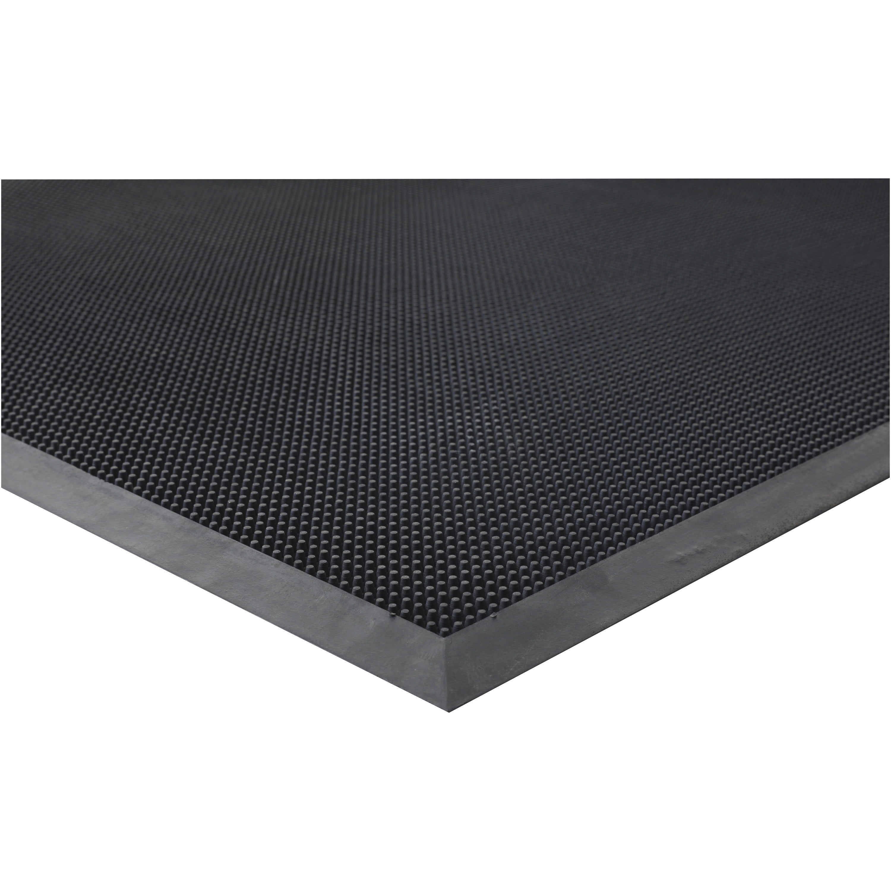 Genuine Joe Brush Tip Scraper Mat - Indoor, Outdoor - 60" Length x 36" Width x 0.400" Thickness - Rectangular - Rubber - Black - 1 Each