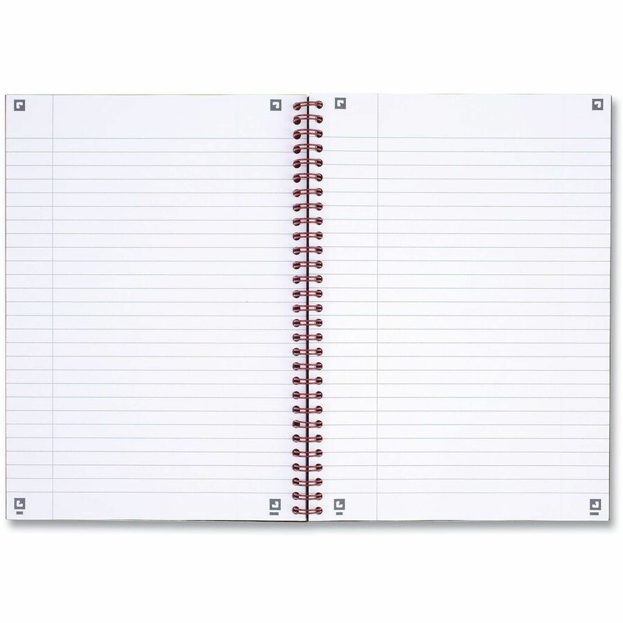 Black n' Red Hardcover Business Notebook - 70 Sheets - Twin Wirebound - Ruled Front Ruling x 9.9" Width x 7" Length - Black/Red Cover - Bleed Resistant, Ink Resistant, Hard Cover, Perforated, Foldable - 1 Each