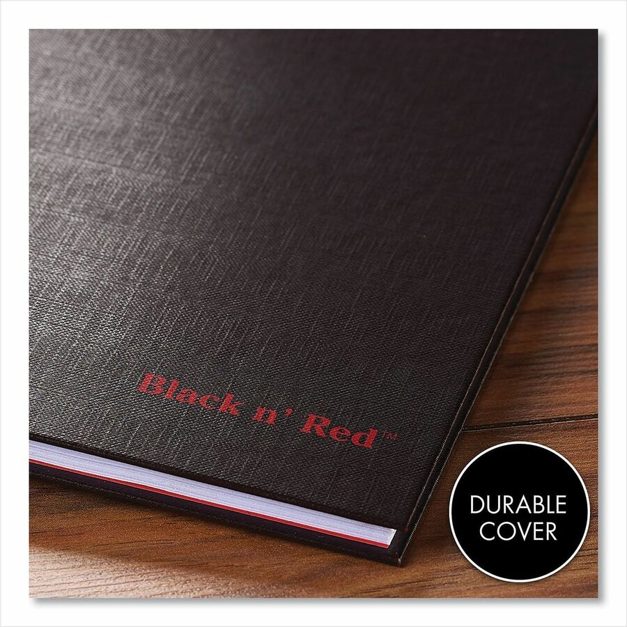 Black n' Red Hardcover Business Notebook - 70 Sheets - Twin Wirebound - Ruled Front Ruling x 9.9" Width x 7" Length - Black/Red Cover - Bleed Resistant, Ink Resistant, Hard Cover, Perforated, Foldable - 1 Each