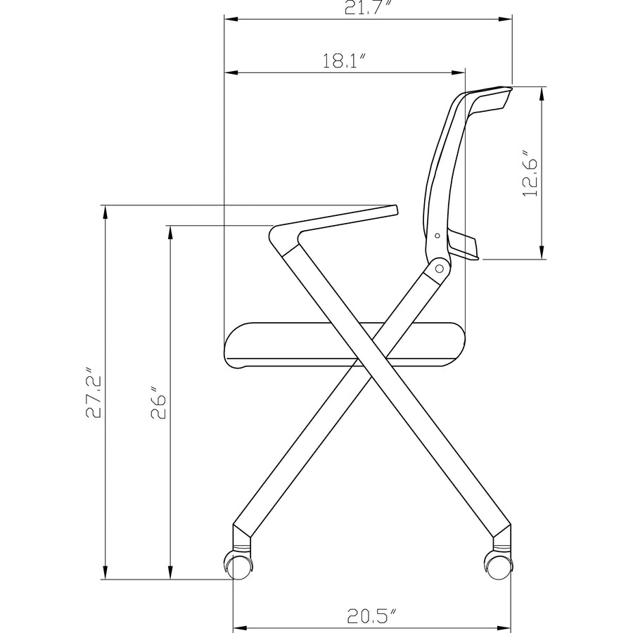 Lorell Mobile Mesh Back Nesting Chairs with Arms