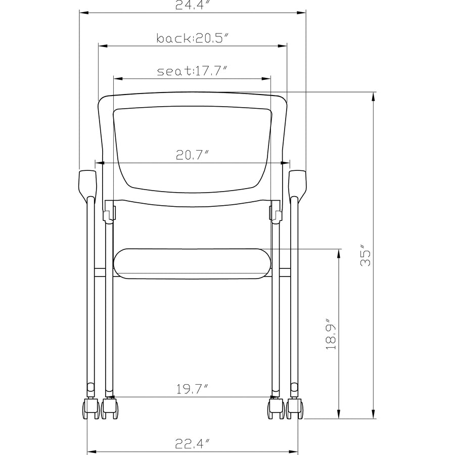 Lorell Mobile Mesh Back Nesting Chairs with Arms