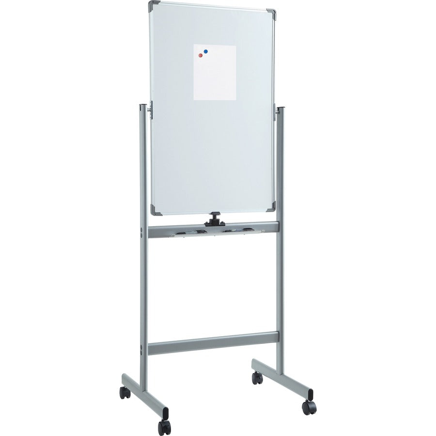Lorell Double-sided Magnetic Whiteboard Easel - 24" (2 ft) Width x 36" (3 ft) Height - White Surface - Square - Vertical - Floor Standing - Magnetic - 1 Each