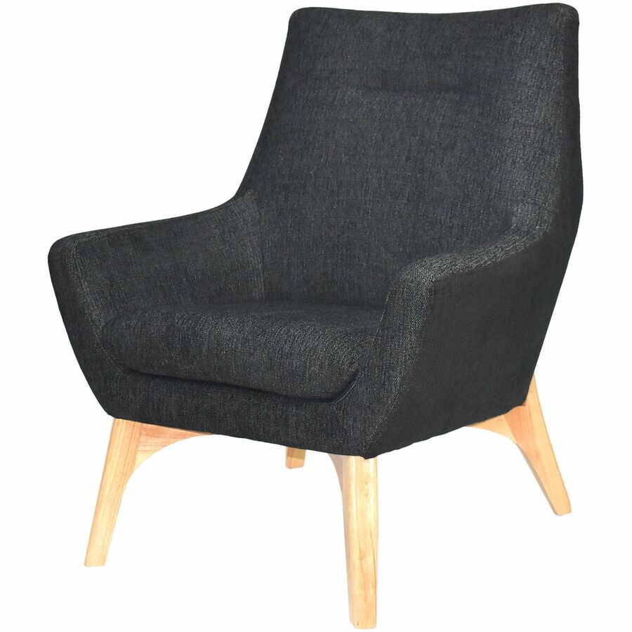 Lorell Quintessence Collection Upholstered Chair - Black Seat Color - Black Back Color - Low Back - Four-legged Base - 1 Each