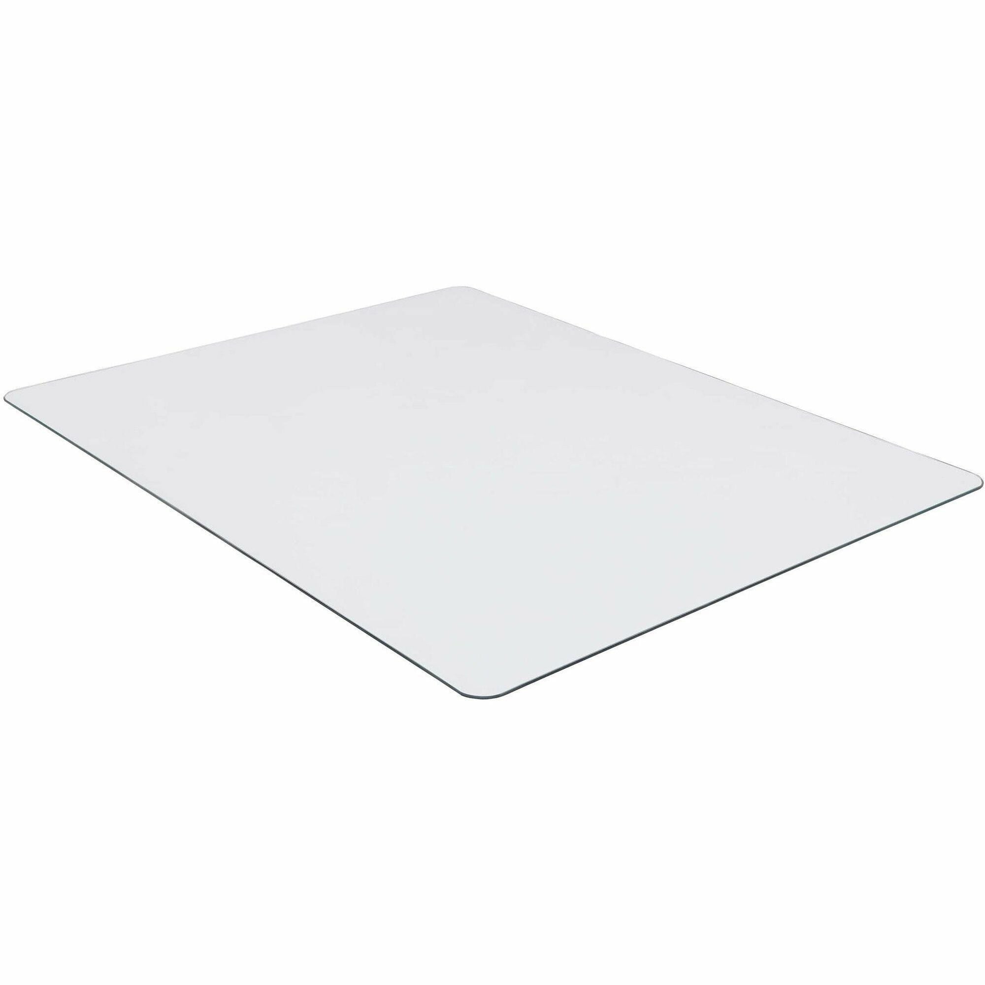 Lorell Tempered Glass Chairmat - Carpet, Hardwood Floor, Marble, Hard Floor - 60" Length x 48" Width x 0.250" Thickness - Rectangular - Tempered Glass - Clear - 1 Each