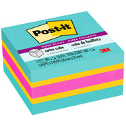 Post-it&reg; Super Sticky Notes Cube - 3" Flag/Note Width x 3" Flag/Note Length - Square - 360 Sheets per Pad - Aqua Splash, Sunnyside, Power Pink - Paper - Sticky, Recyclable - 1 Pack