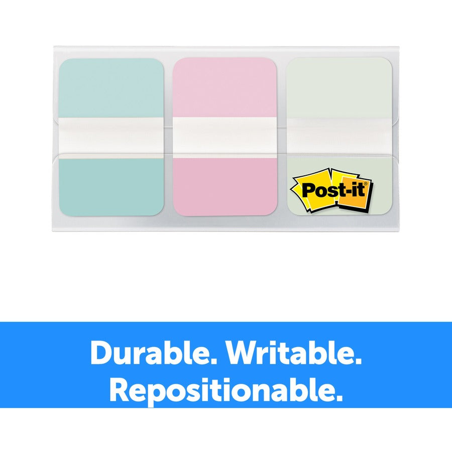 Post-it&reg; Durable Tabs - 12 Tab(s)/Set - 1" Tab Height x 1.50" Tab Width - Blue, Pink, Green Tab(s) - Removable - 36 / Pack