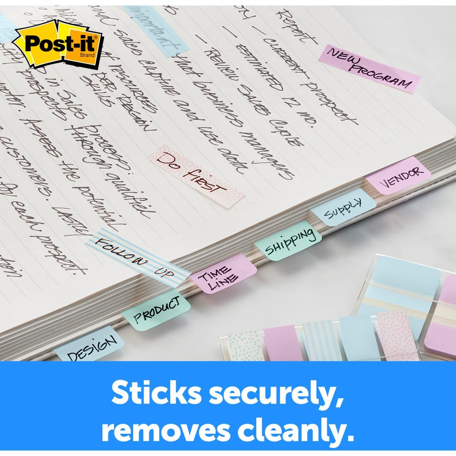 Post-it&reg; Durable Tabs - 12 Tab(s)/Set - 1" Tab Height x 1.50" Tab Width - Blue, Pink, Green Tab(s) - Removable - 36 / Pack
