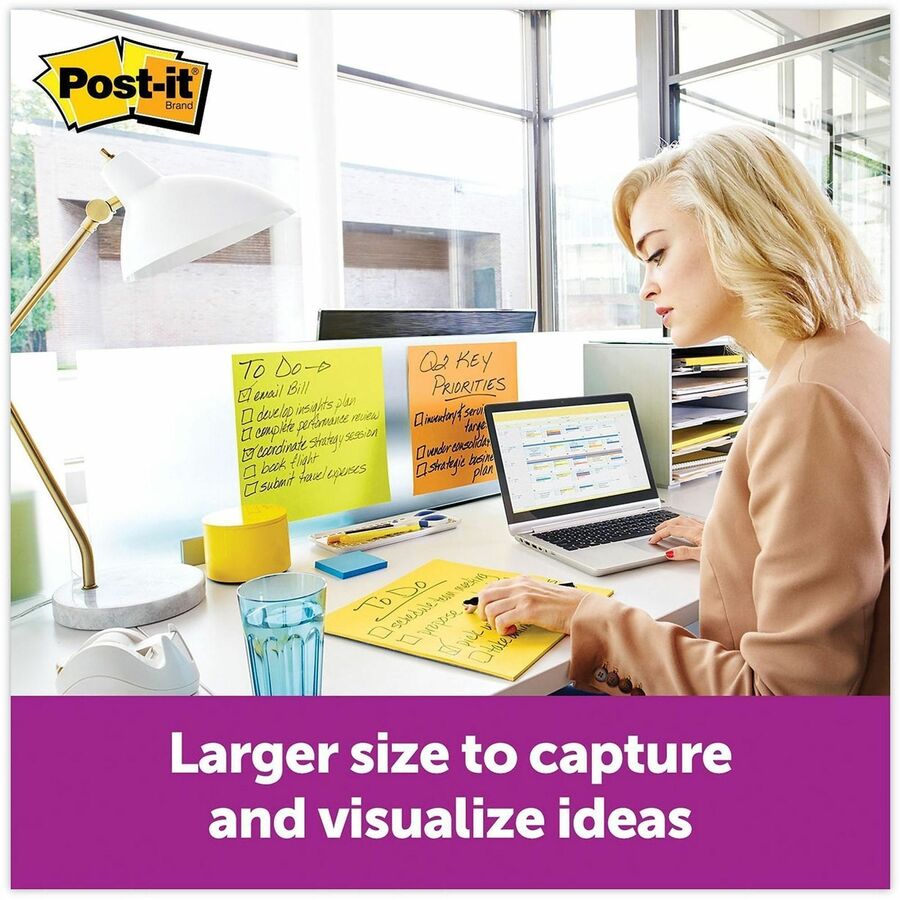 Post-it&reg; Super Sticky Big Notes - 30 x Green - 11" Flag/Note Width x 11" Flag/Note Length - Square - 30 Sheets per Pad - Green - Sticky, Removable - 1 Each