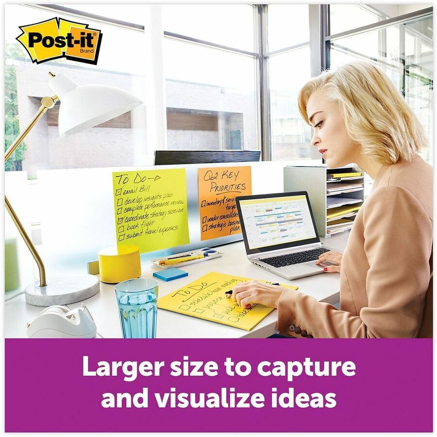 30 x Orange - 11" Flag/Note Width x 11" Flag/Note Length - Square - 30 Sheets per Pad - Orange - Sticky, Removable - 1 Each