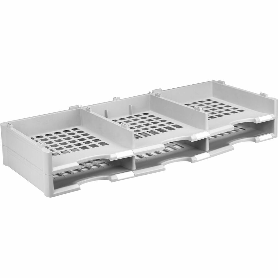 Storex Stackable Literature Sorter - 12000 x Sheet - 24 Compartment(s) - Compartment Size : 9.50" x 12" - 20.50" Height x 14.13" Width31.38" Length - Gray - Plastic, Polystyrene - 1 Each