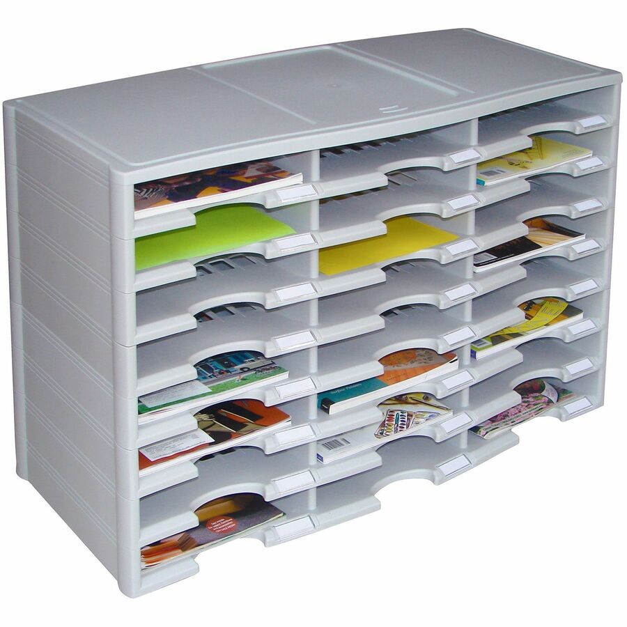 Storex Stackable Literature Sorter - 12000 x Sheet - 24 Compartment(s) - Compartment Size : 9.50" x 12" - 20.50" Height x 14.13" Width31.38" Length - Gray - Plastic, Polystyrene - 1 Each