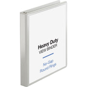 Business Source Heavy-duty View Binder, 1" Capacity, Letter Size (8.5" x 11"), 225 Sheet Capacity, 2 Internal Pockets, White, Polypropylene-Covered Chipboard, 1 Each