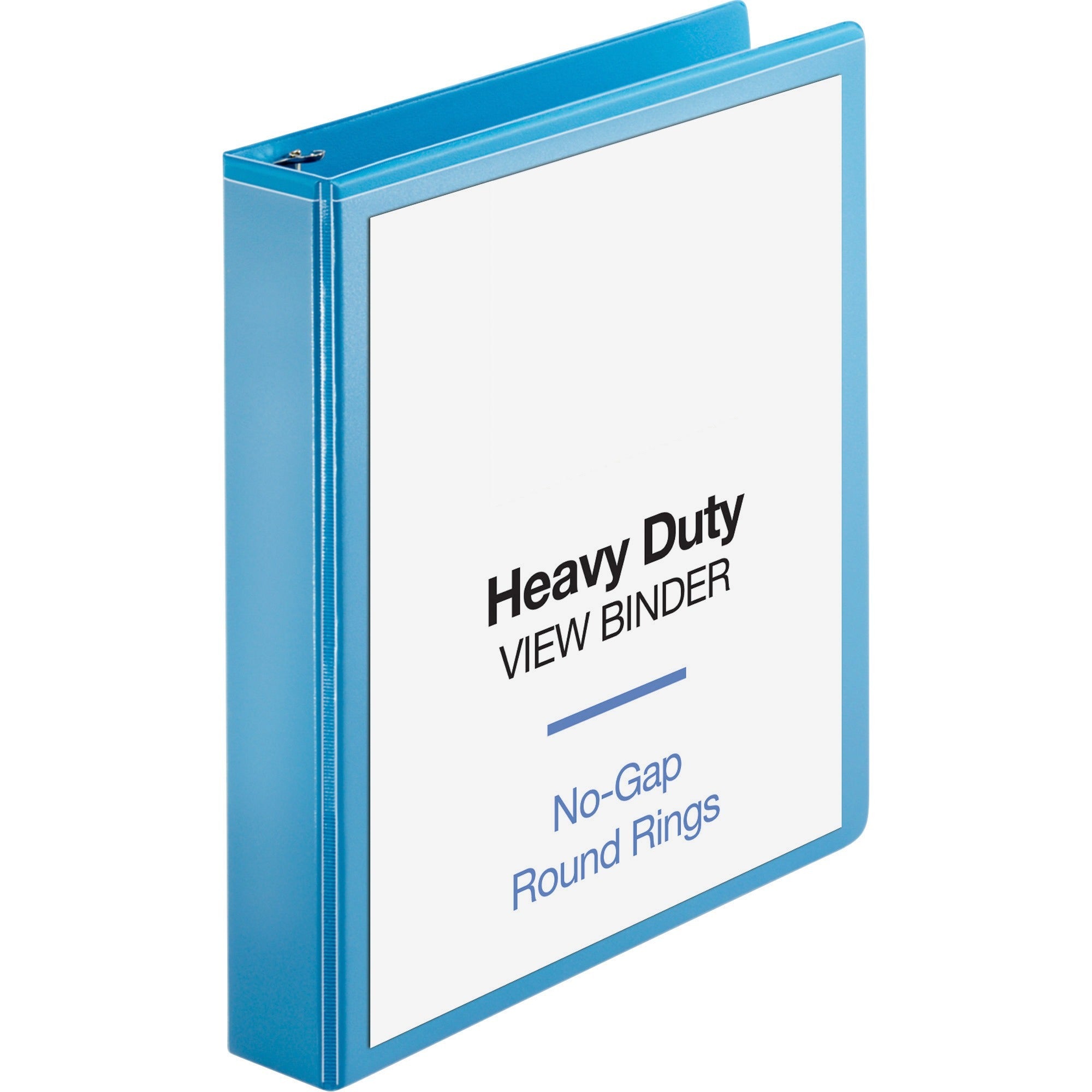 Business Source Heavy-duty View Binder, 1 1/2" Capacity, Letter Size, 350 Sheet Capacity, Round Ring, 2 Internal Pockets, Polypropylene-covered Chipboard, Light Blue, 1 Each