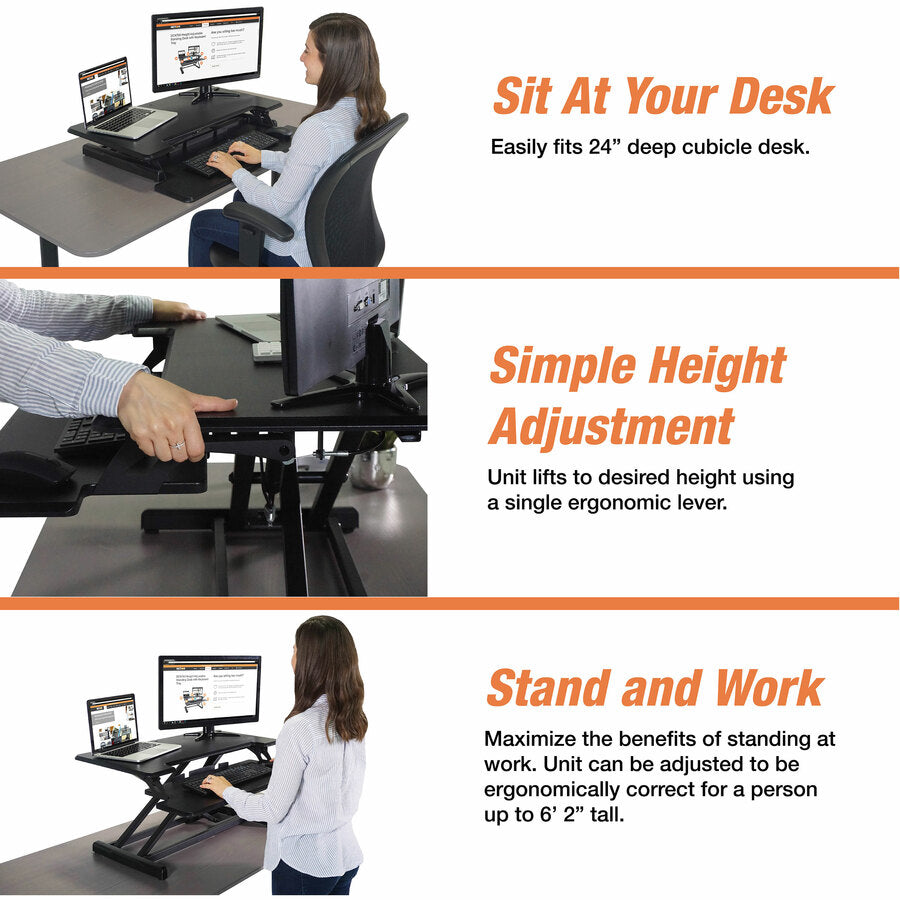 19" Height x 32.50" Width x 18" Depth - Desktop - Wood, Laminate, Steel - Gray, Black - Ergonomic