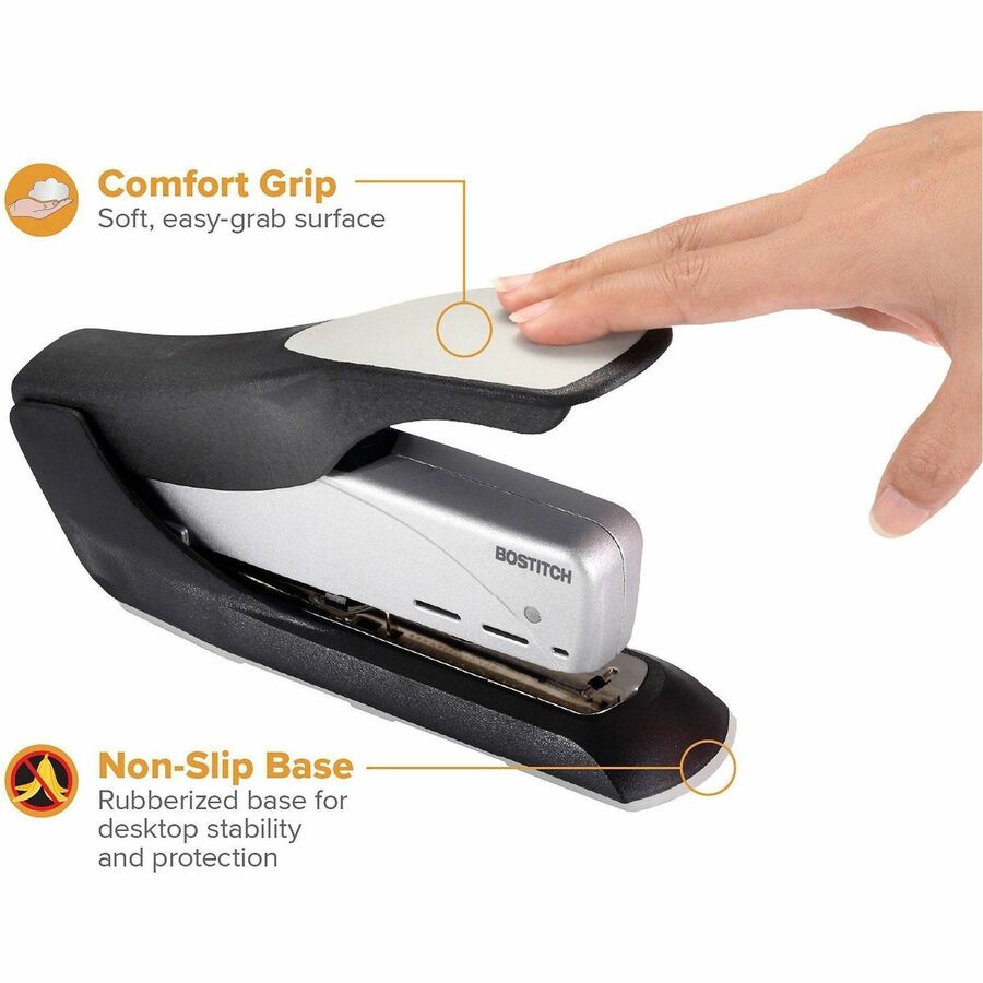 Staples Upto 65 Sheet - Holds Upto 500 Staple - Staple Size: 0.31" , 0.37" - 3.25" Throat Depth - Black, Gray - Plastic, Die-cast Metal, Metal - 1 Each
