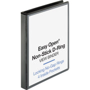 Business Source Locking D-Ring View Binder, 1" Capacity, Letter Size, 200 Sheet Capacity, 4 Inside Pockets, Black, 1 Each