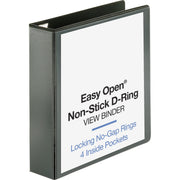 Business Source Locking D-Ring View Binder, 2" Capacity, Letter Size, 500 Sheet Capacity, 4 Pockets, Black, Polypropylene/Chipboard, Recycled, 1 Each