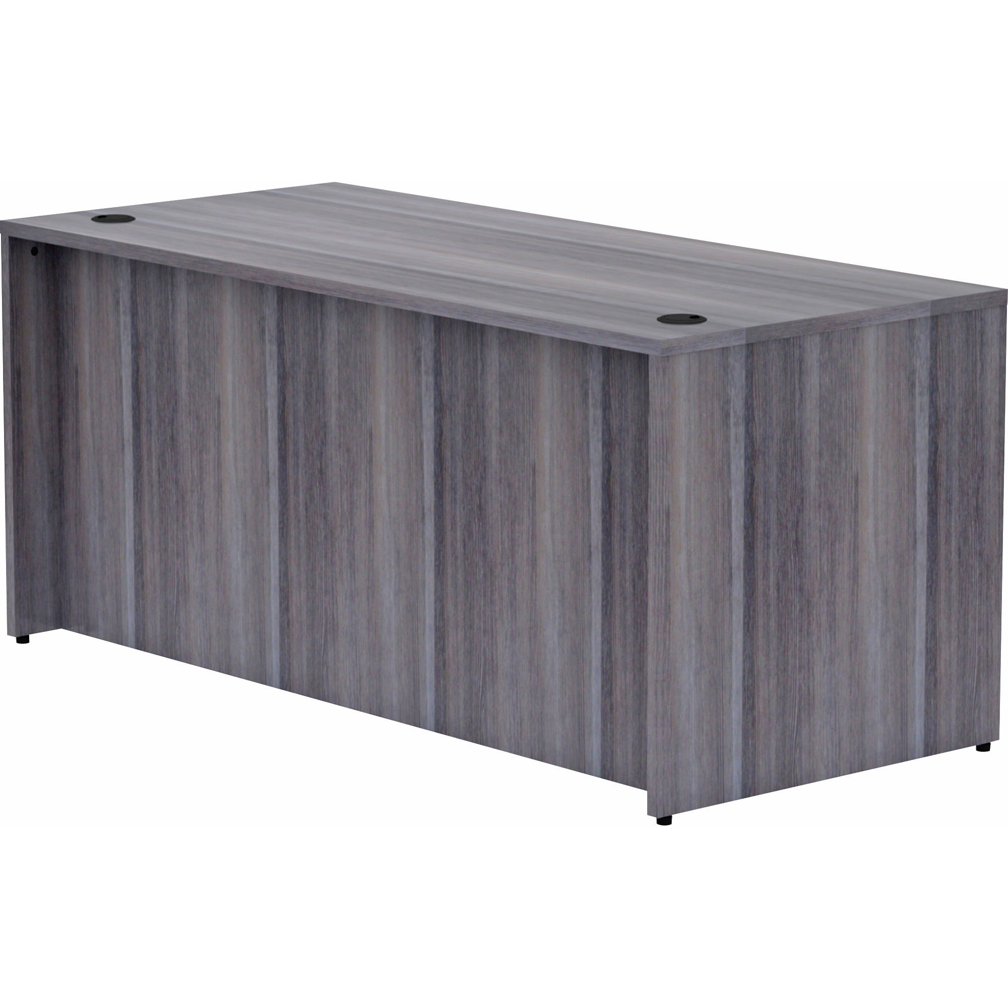 Lorell Essentials Series Rectangular Desk Shell - 29.5" Height x 66" Width x 30" Depth, x 1" Thickness Top - Laminate, Weathered Charcoal Table Top - Grommet - 1 Each