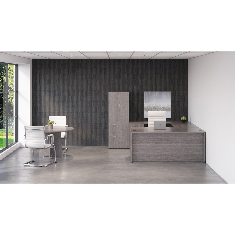Lorell Essentials Series Rectangular Desk Shell - 29.5" Height x 66" Width x 30" Depth, x 1" Thickness Top - Laminate, Weathered Charcoal Table Top - Grommet - 1 Each