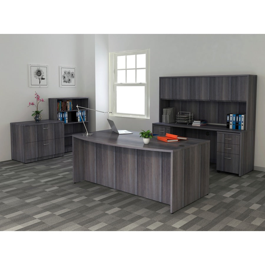 Lorell Essentials Series Rectangular Desk Shell - 29.5" Height x 66" Width x 30" Depth, x 1" Thickness Top - Laminate, Weathered Charcoal Table Top - Grommet - 1 Each