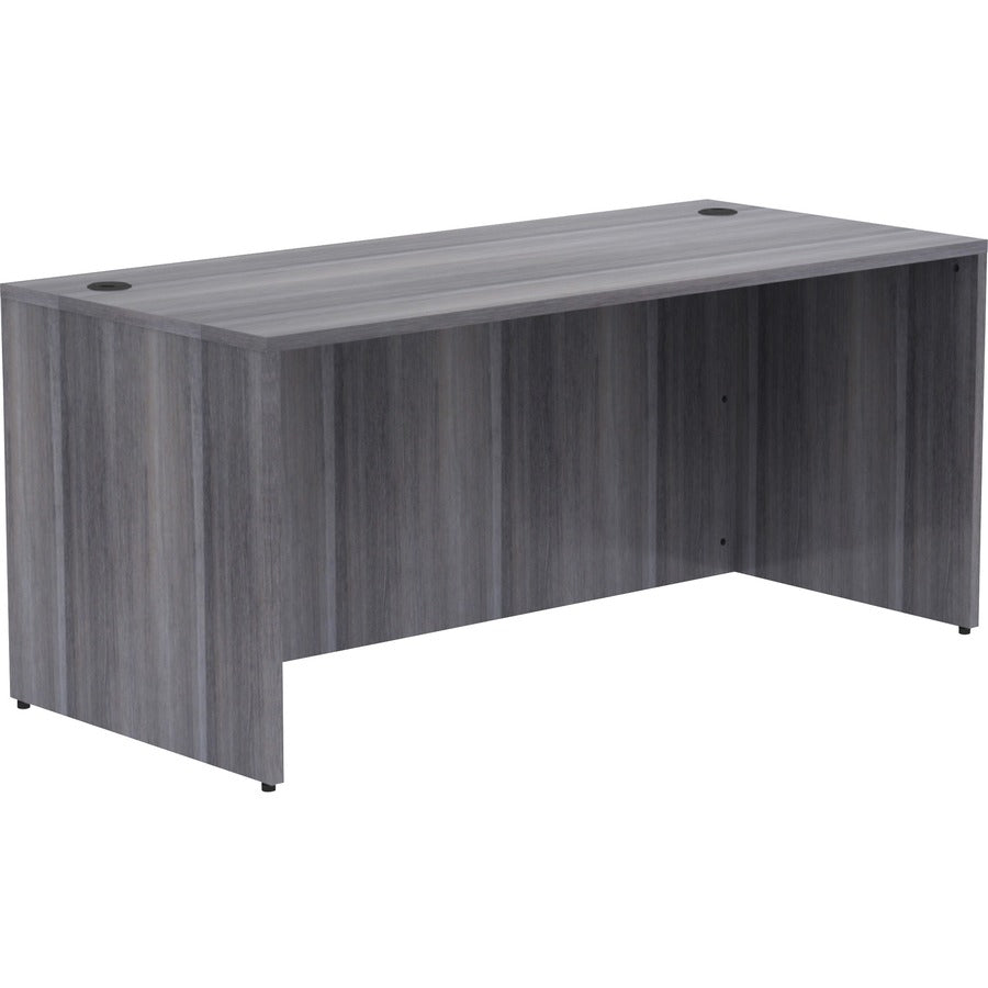 Lorell Essentials Series Rectangular Desk Shell - 29.5" Height x 66" Width x 30" Depth, x 1" Thickness Top - Laminate, Weathered Charcoal Table Top - Grommet - 1 Each