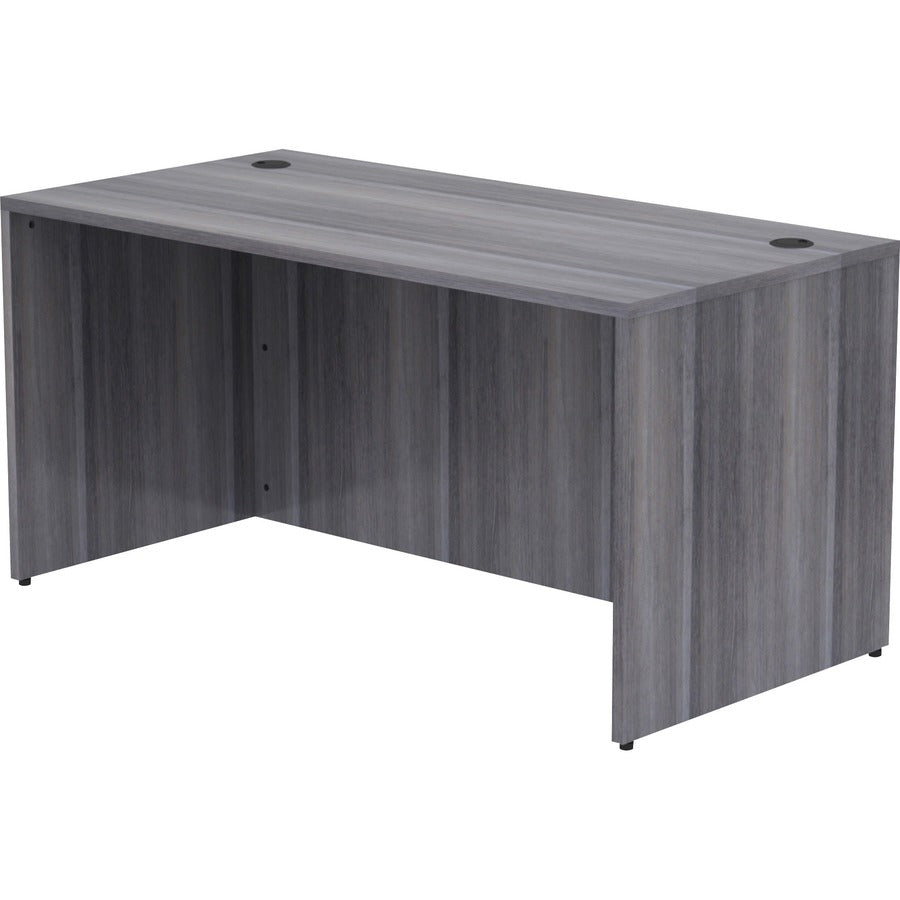 Lorell Essentials Series Rectangular Desk Shell - 29.5" Height x 60" Width x 30" Depth, x 1" Thickness Top - Laminate, Weathered Charcoal Table Top - Grommet, Durable, Modesty Panel, Adjustable Floor Guide - 1 Each