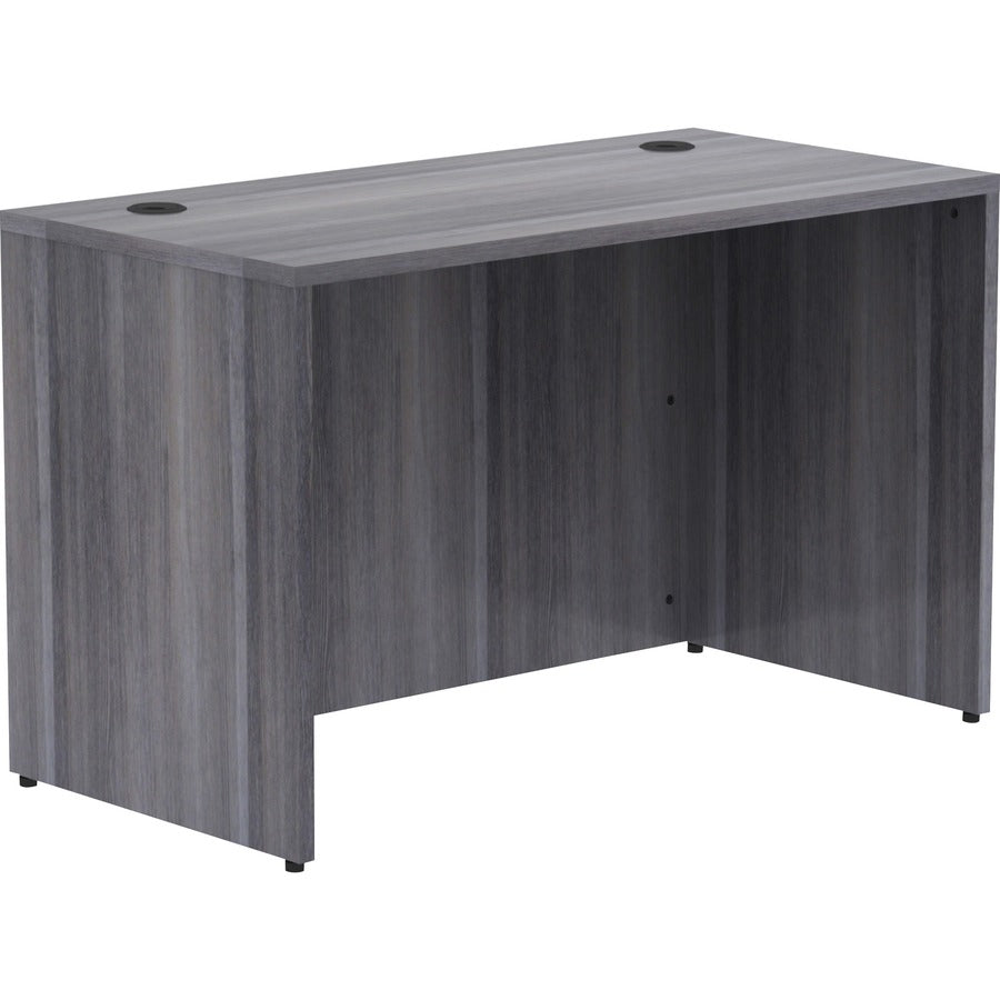 Lorell Essentials Series Rectangular Desk Shell - 29.5" Height x 48" Width x 24" Depth, x 1" Thickness Top - Laminate, Weathered Charcoal Table Top - Grommet - 1 Each