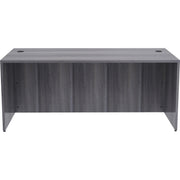 Lorell Essentials Series Rectangular Desk Shell - 29.5" Height x 70.9" Width x 35.4" Depth, x 70.9" Width x 35.4" Depth x 1" Thickness Top - Laminate, Weathered Charcoal Table Top - Grommet, Durable, Modesty Panel, Adjustable Floor Guide - 1 Each