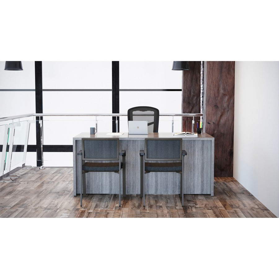 Lorell Essentials Series Rectangular Desk Shell - 29.5" Height x 70.9" Width x 35.4" Depth, x 70.9" Width x 35.4" Depth x 1" Thickness Top - Laminate, Weathered Charcoal Table Top - Grommet, Durable, Modesty Panel, Adjustable Floor Guide - 1 Each