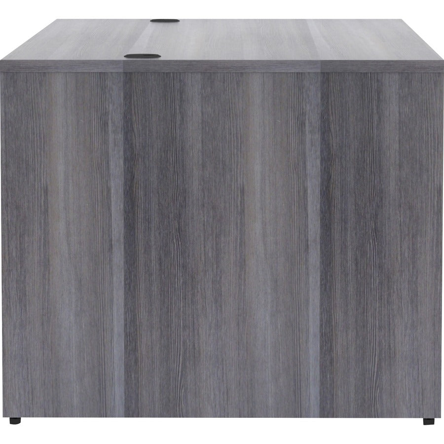 Lorell Essentials Series Rectangular Desk Shell - 29.5" Height x 70.9" Width x 35.4" Depth, x 70.9" Width x 35.4" Depth x 1" Thickness Top - Laminate, Weathered Charcoal Table Top - Grommet, Durable, Modesty Panel, Adjustable Floor Guide - 1 Each