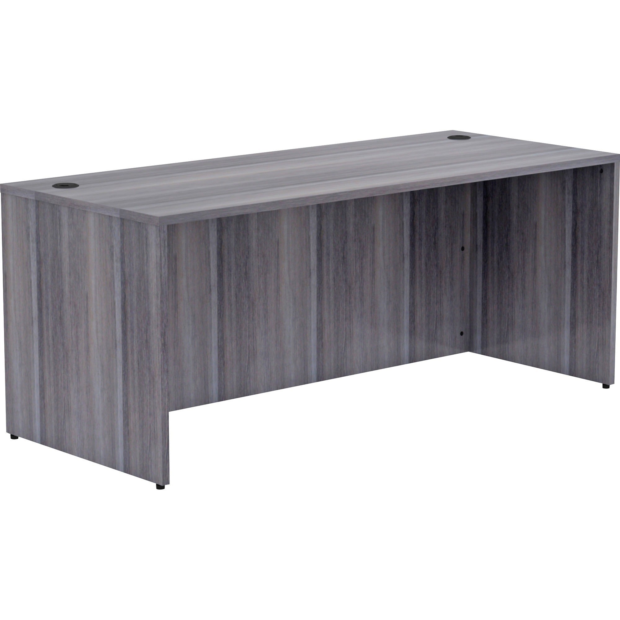 Lorell Essentials Series Rectangular Desk Shell - 29.5" Height x 70.9" Width x 29.5" Depth, x 70.9" Width x 29.5" Depth x 1" Thickness Top - Laminate, Weathered Charcoal Table Top - Grommet - 1 Each
