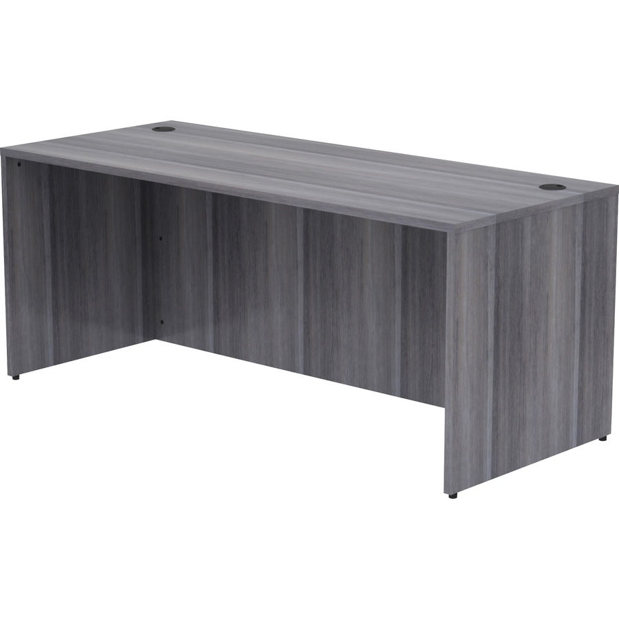 Lorell Essentials Series Rectangular Desk Shell - 29.5" Height x 70.9" Width x 29.5" Depth, x 70.9" Width x 29.5" Depth x 1" Thickness Top - Laminate, Weathered Charcoal Table Top - Grommet - 1 Each