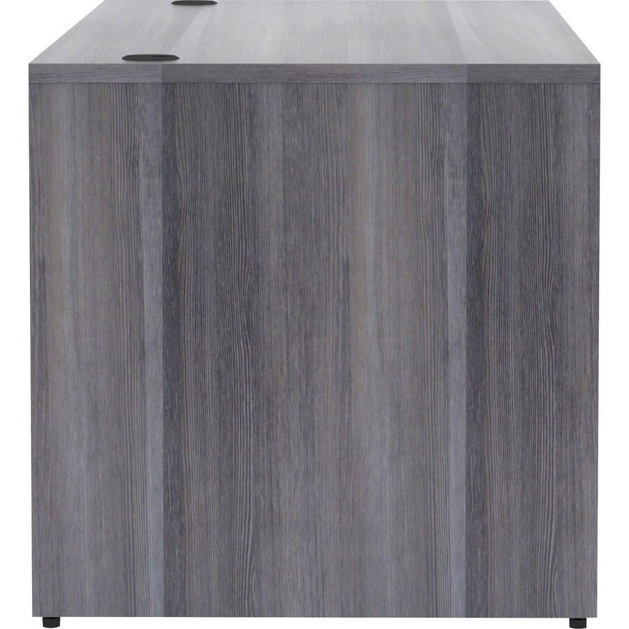 Lorell Essentials Series Rectangular Desk Shell - 29.5" Height x 70.9" Width x 29.5" Depth, x 70.9" Width x 29.5" Depth x 1" Thickness Top - Laminate, Weathered Charcoal Table Top - Grommet - 1 Each