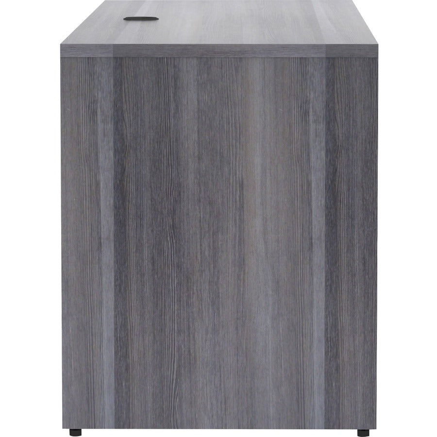 Lorell Essentials Series Credenza Shell - 29.5" Height x 70.9" Width x 23.6" Depth - Laminate, Weathered Charcoal Table Top - Modesty Panel, Grommet, Durable, Adjustable Floor Guide - 1 Each