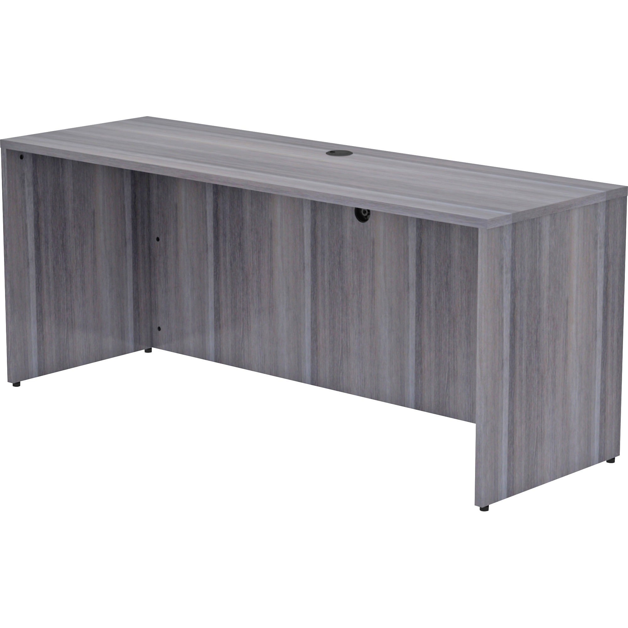 Lorell Essentials Series Credenza Shell - 29.5" Height x 70.9" Width x 23.6" Depth - Laminate, Weathered Charcoal Table Top - Modesty Panel, Grommet, Durable, Adjustable Floor Guide - 1 Each