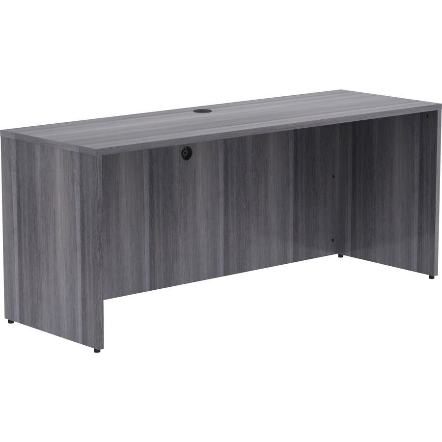 Lorell Essentials Series Credenza Shell - 29.5" Height x 70.9" Width x 23.6" Depth - Laminate, Weathered Charcoal Table Top - Modesty Panel, Grommet, Durable, Adjustable Floor Guide - 1 Each