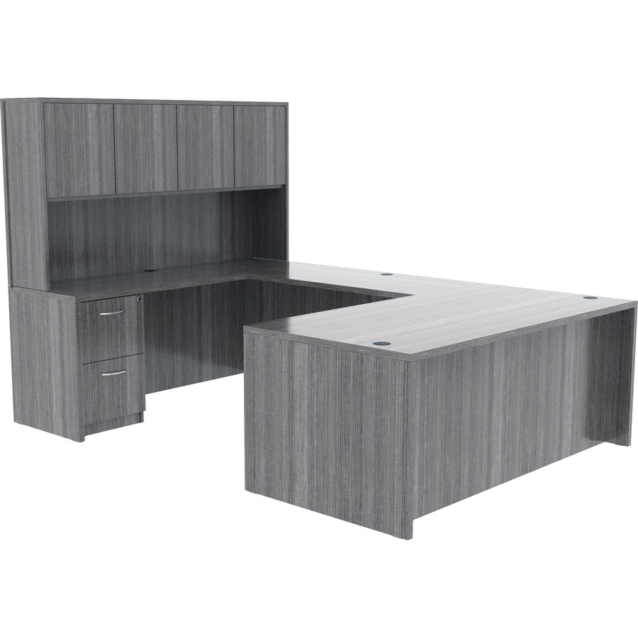Lorell Essentials Series Stack-on Hutch with Doors - 36" Height x 70.9" Width x 14.8" Depth - 4 Door(s) - Grommet - 1 Each