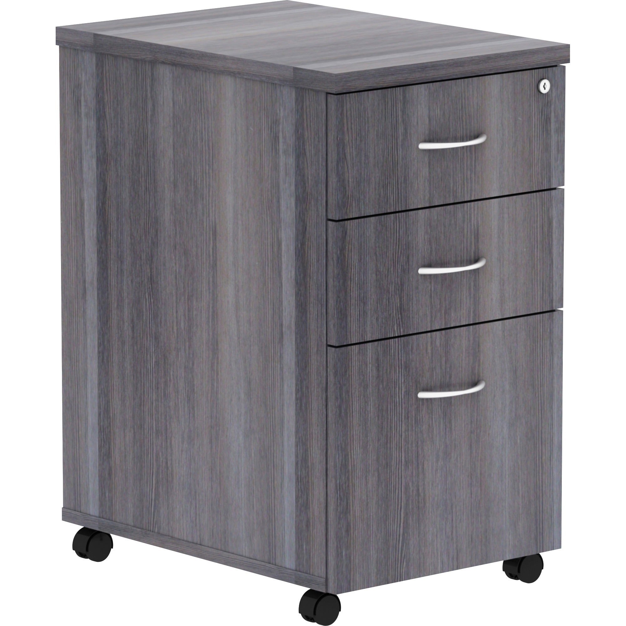 Lorell Essentials Series Box/Box/File Mobile File Cabinet - 28.3" Height x 16" Width x 22" Depth - Total Drawer(s): 3 - Finish: Weathered Charcoal, Laminate - 1 Each