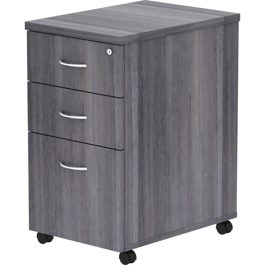 Lorell Essentials Series Box/Box/File Mobile File Cabinet - 28.3" Height x 16" Width x 22" Depth - Total Drawer(s): 3 - Finish: Weathered Charcoal, Laminate - 1 Each