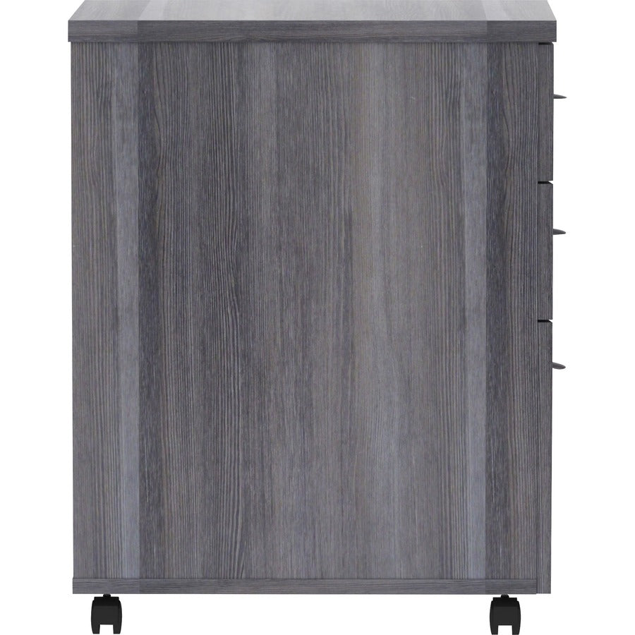Lorell Essentials Series Box/Box/File Mobile File Cabinet - 28.3" Height x 16" Width x 22" Depth - Total Drawer(s): 3 - Finish: Weathered Charcoal, Laminate - 1 Each