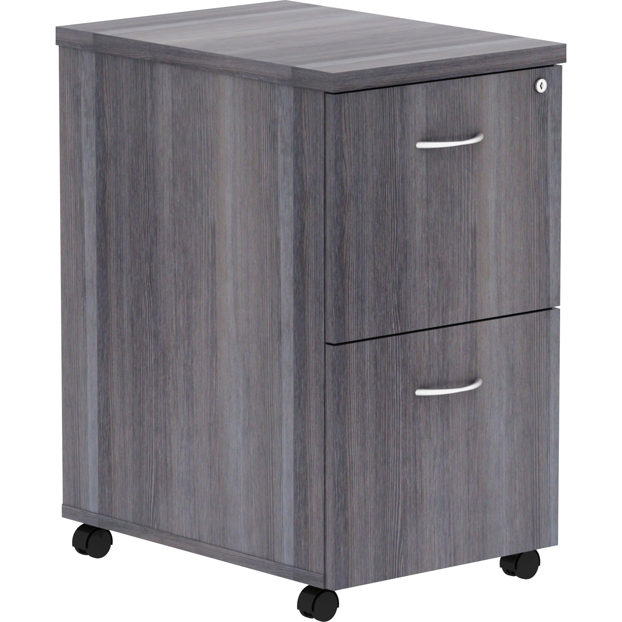 Lorell Essentials Series File/File Mobile File Cabinet - 28.3" Height x 16" Width x 22" Depth - Total Drawer(s): 2 - Finish: Weathered Charcoal, Laminate - 1 Each