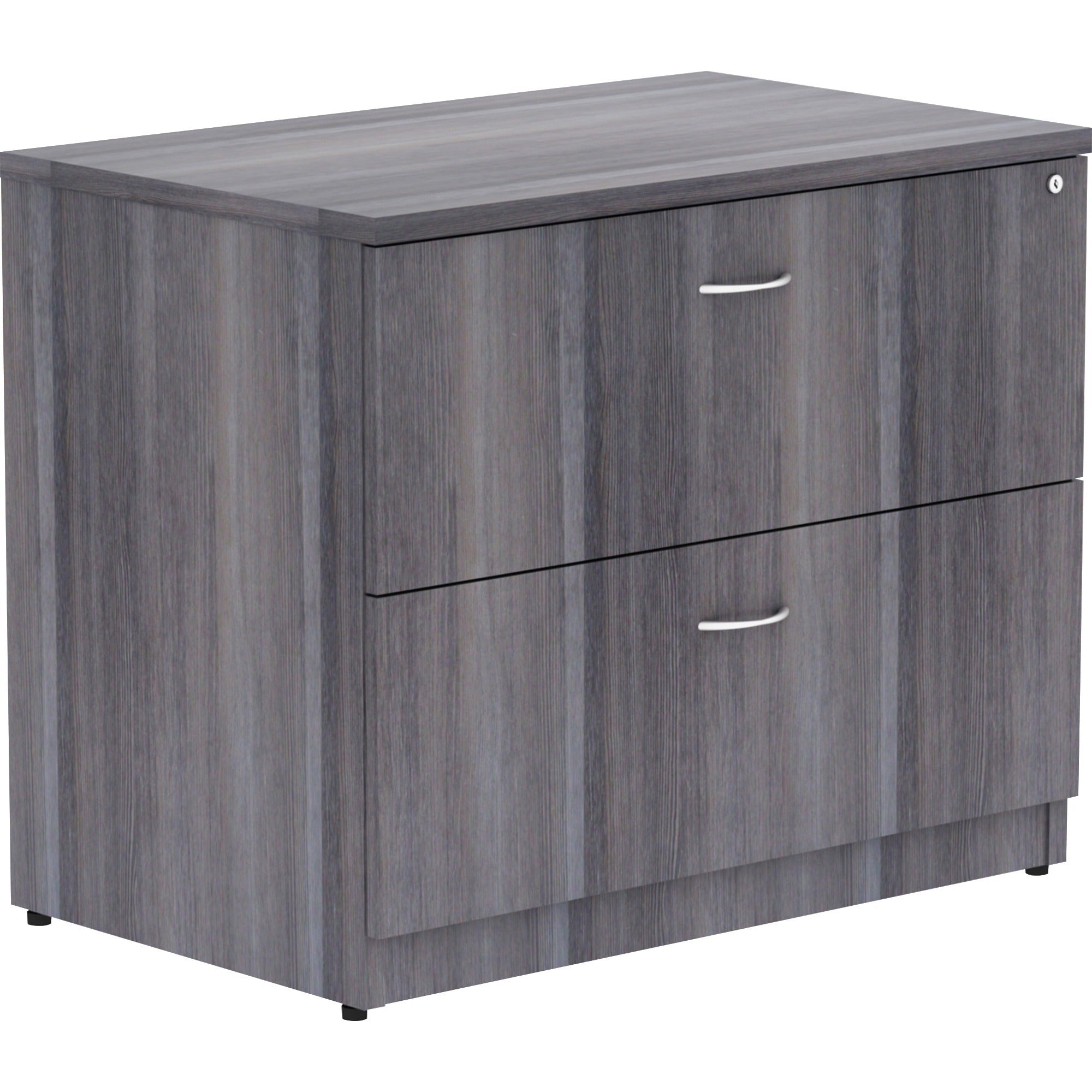 Lorell Essentials Series Lateral File - 29.5" Height x 35" Width x 22" Depth, x 1" Thickness Top - Total Drawer(s): 2 - Finish: Weathered Charcoal, Laminate - 1 Each