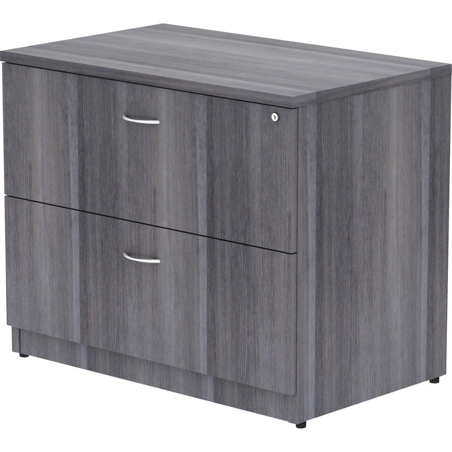 Lorell Essentials Series Lateral File - 29.5" Height x 35" Width x 22" Depth, x 1" Thickness Top - Total Drawer(s): 2 - Finish: Weathered Charcoal, Laminate - 1 Each